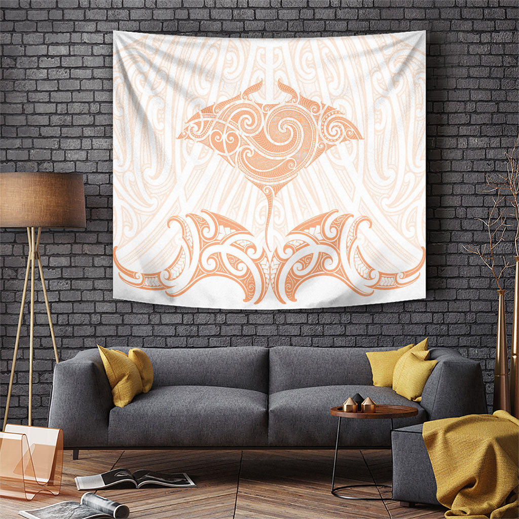 New Zealand Manta Ray Tattoo Tapestry Aotearoa Maori Haehae Orange LT14 Orange - Polynesian Pride