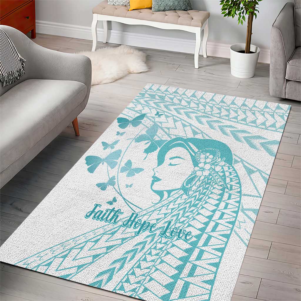 Polynesia Cervical Cancer Awareness Month Area Rug Polynesian Women Faith Hope Love!