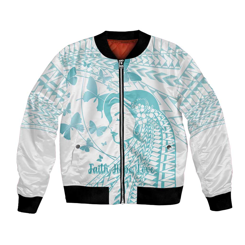 Polynesia Cervical Cancer Awareness Month Bomber Jacket Polynesian Women Faith Hope Love!