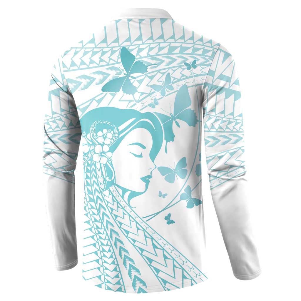 Polynesia Cervical Cancer Awareness Month Button Sweatshirt Polynesian Women Faith Hope Love!