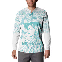 Polynesia Cervical Cancer Awareness Month Button Sweatshirt Polynesian Women Faith Hope Love!