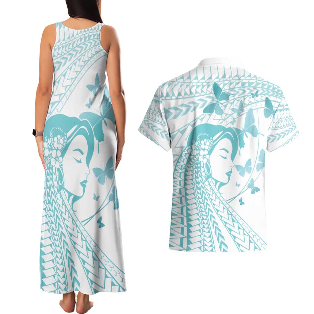 Polynesia Cervical Cancer Awareness Month Couples Matching Tank Maxi Dress and Hawaiian Shirt Polynesian Women Faith Hope Love!