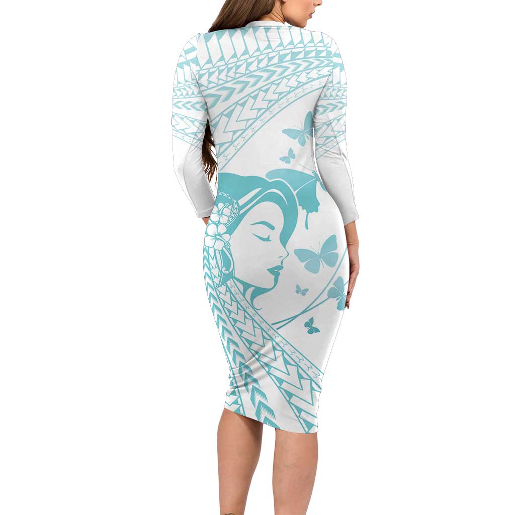 Polynesia Cervical Cancer Awareness Month Family Matching Long Sleeve Bodycon Dress and Hawaiian Shirt Polynesian Women Faith Hope Love!
