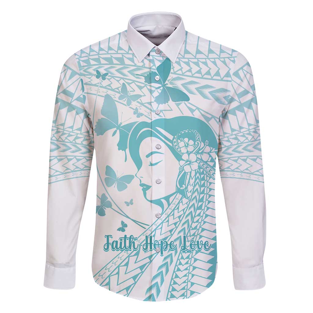 Polynesia Cervical Cancer Awareness Month Family Matching Mermaid Dress and Hawaiian Shirt Polynesian Women Faith Hope Love!