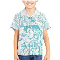 Polynesia Cervical Cancer Awareness Month Family Matching Mermaid Dress and Hawaiian Shirt Polynesian Women Faith Hope Love!