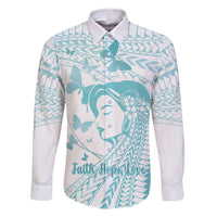 Polynesia Cervical Cancer Awareness Month Family Matching Off Shoulder Maxi Dress and Hawaiian Shirt Polynesian Women Faith Hope Love!