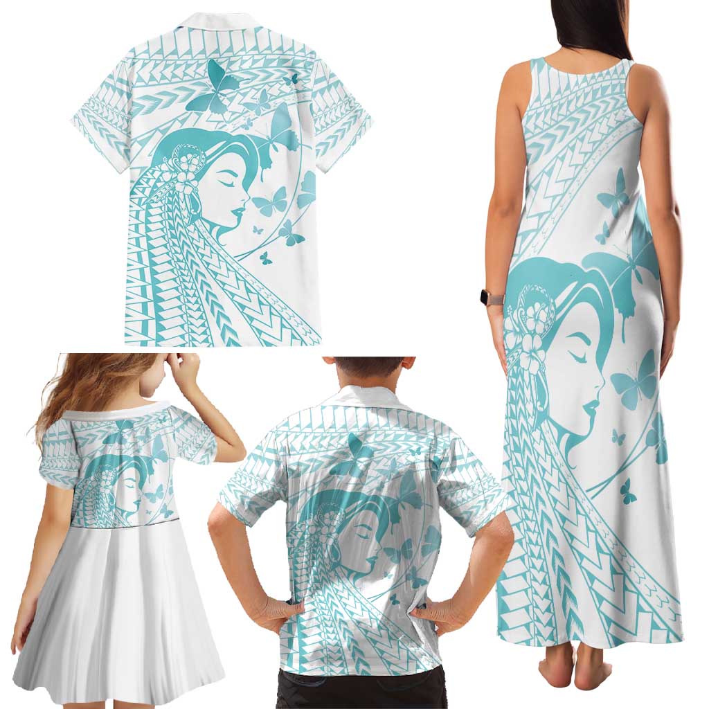 Polynesia Cervical Cancer Awareness Month Family Matching Tank Maxi Dress and Hawaiian Shirt Polynesian Women Faith Hope Love!