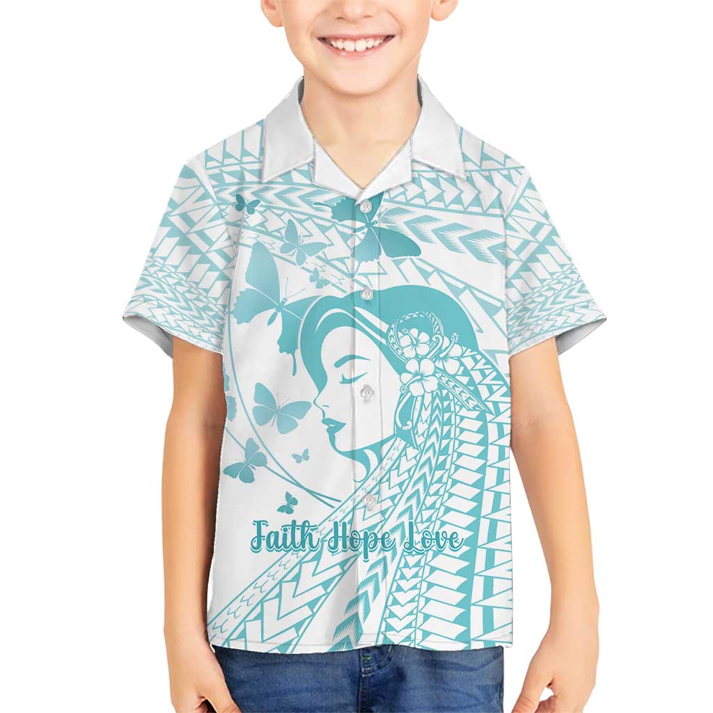 Polynesia Cervical Cancer Awareness Month Family Matching Tank Maxi Dress and Hawaiian Shirt Polynesian Women Faith Hope Love!