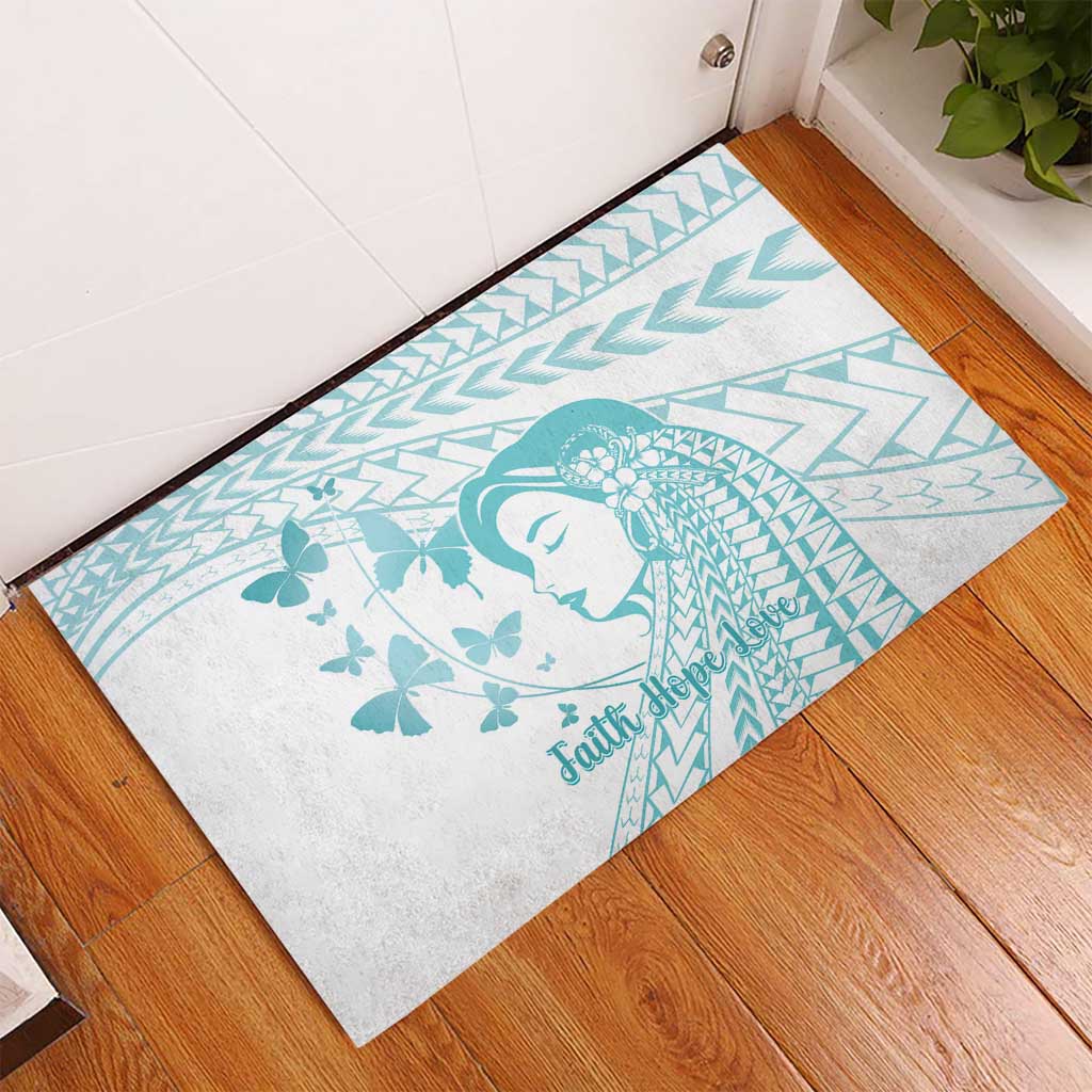 Polynesia Cervical Cancer Awareness Month Rubber Doormat Polynesian Women Faith Hope Love!