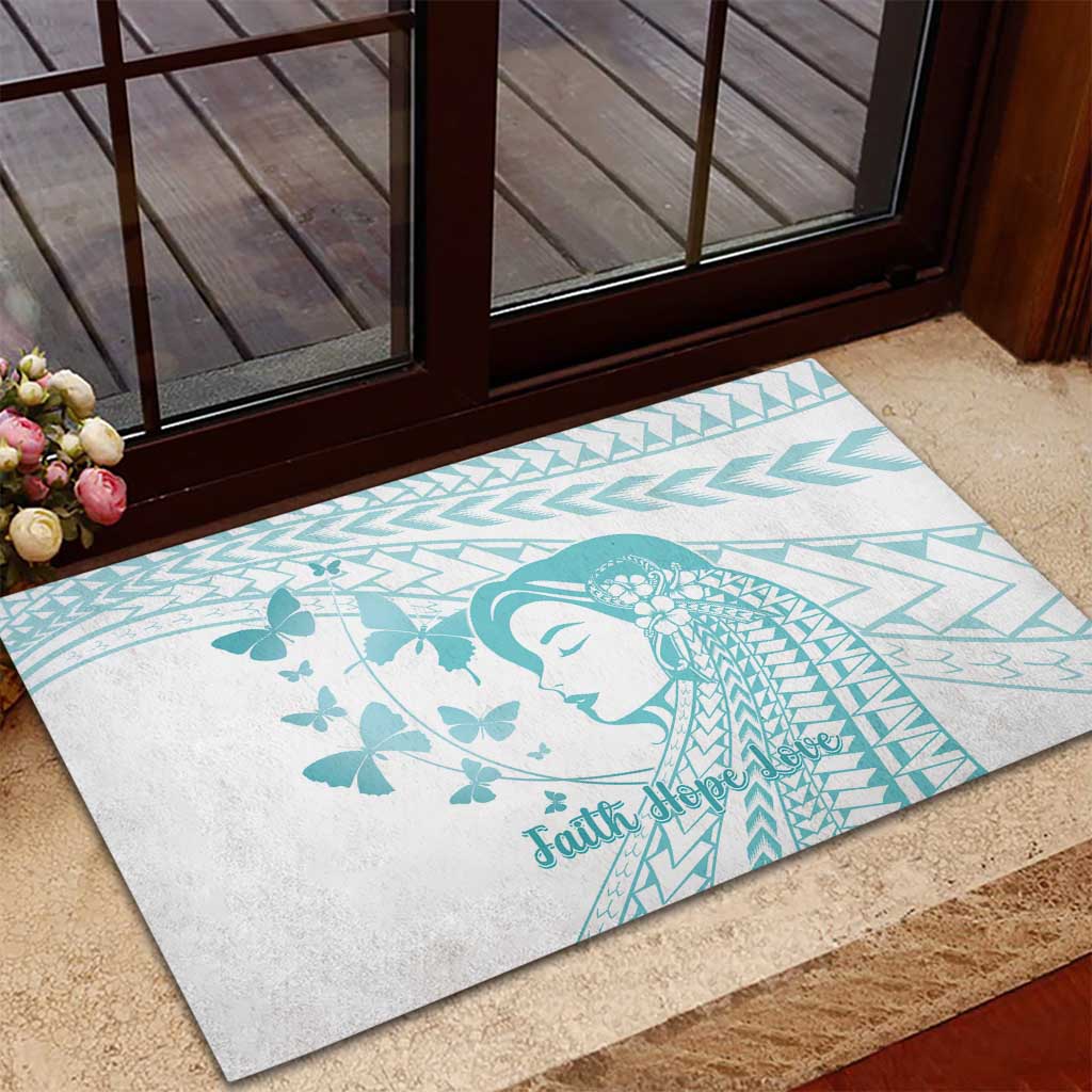 Polynesia Cervical Cancer Awareness Month Rubber Doormat Polynesian Women Faith Hope Love!