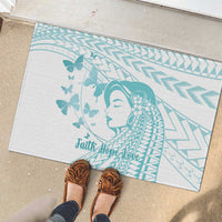 Polynesia Cervical Cancer Awareness Month Rubber Doormat Polynesian Women Faith Hope Love!