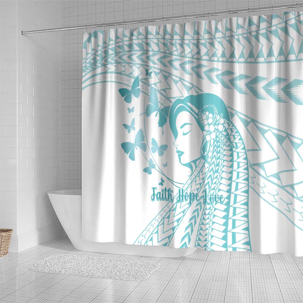 Polynesia Cervical Cancer Awareness Month Shower Curtain Polynesian Women Faith Hope Love!