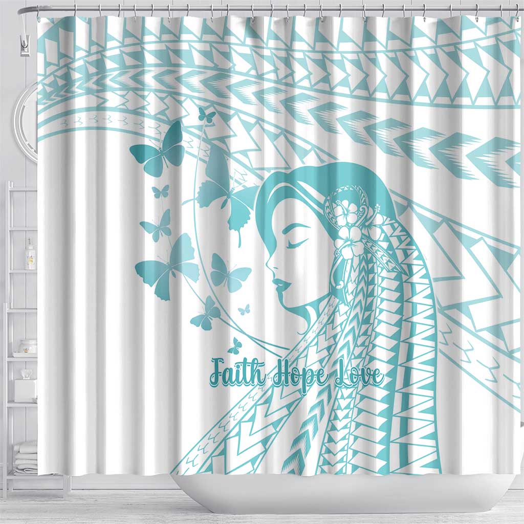 Polynesia Cervical Cancer Awareness Month Shower Curtain Polynesian Women Faith Hope Love!