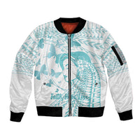Polynesia Cervical Cancer Awareness Month Sleeve Zip Bomber Jacket Polynesian Women Faith Hope Love! LT14 Unisex White - Polynesian Pride