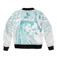Polynesia Cervical Cancer Awareness Month Sleeve Zip Bomber Jacket Polynesian Women Faith Hope Love! LT14 - Polynesian Pride