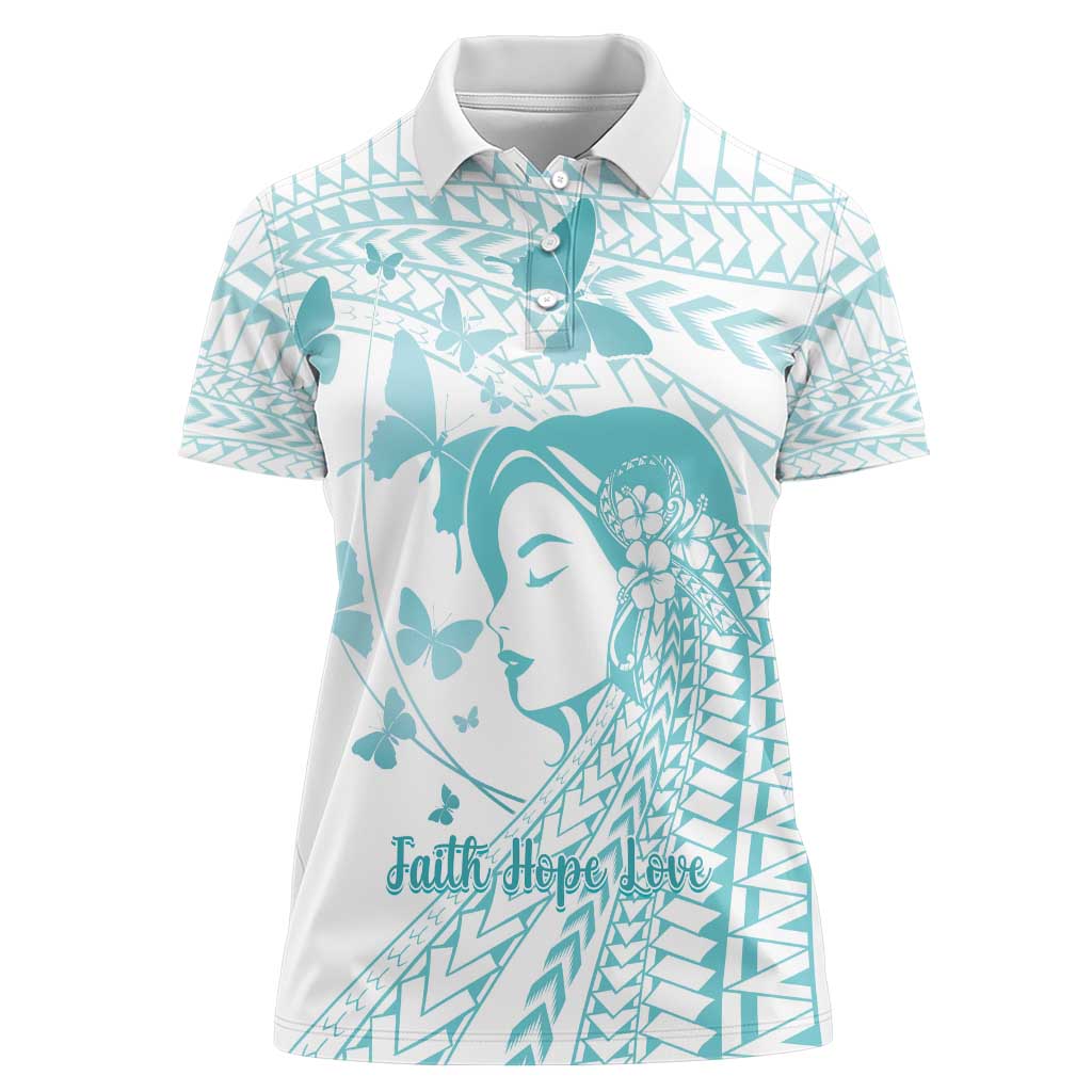 Polynesia Cervical Cancer Awareness Month Women Polo Shirt Polynesian Women Faith Hope Love!