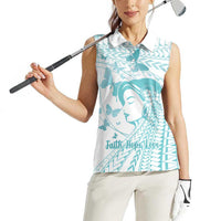 Polynesia Cervical Cancer Awareness Month Women Sleeveless Polo Shirt Polynesian Women Faith Hope Love!