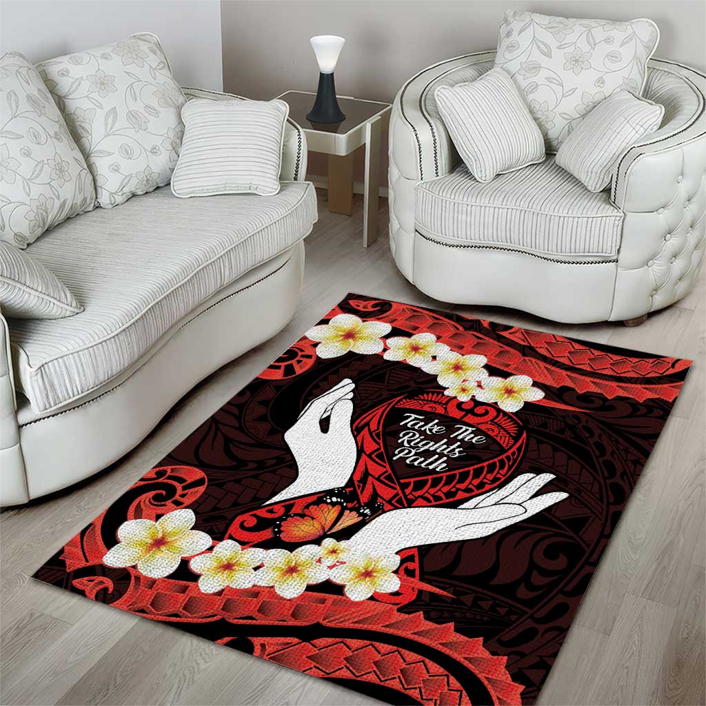 Polynesia AIDS Awareness Month Area Rug Take The Rights Path Polynesian Pattern