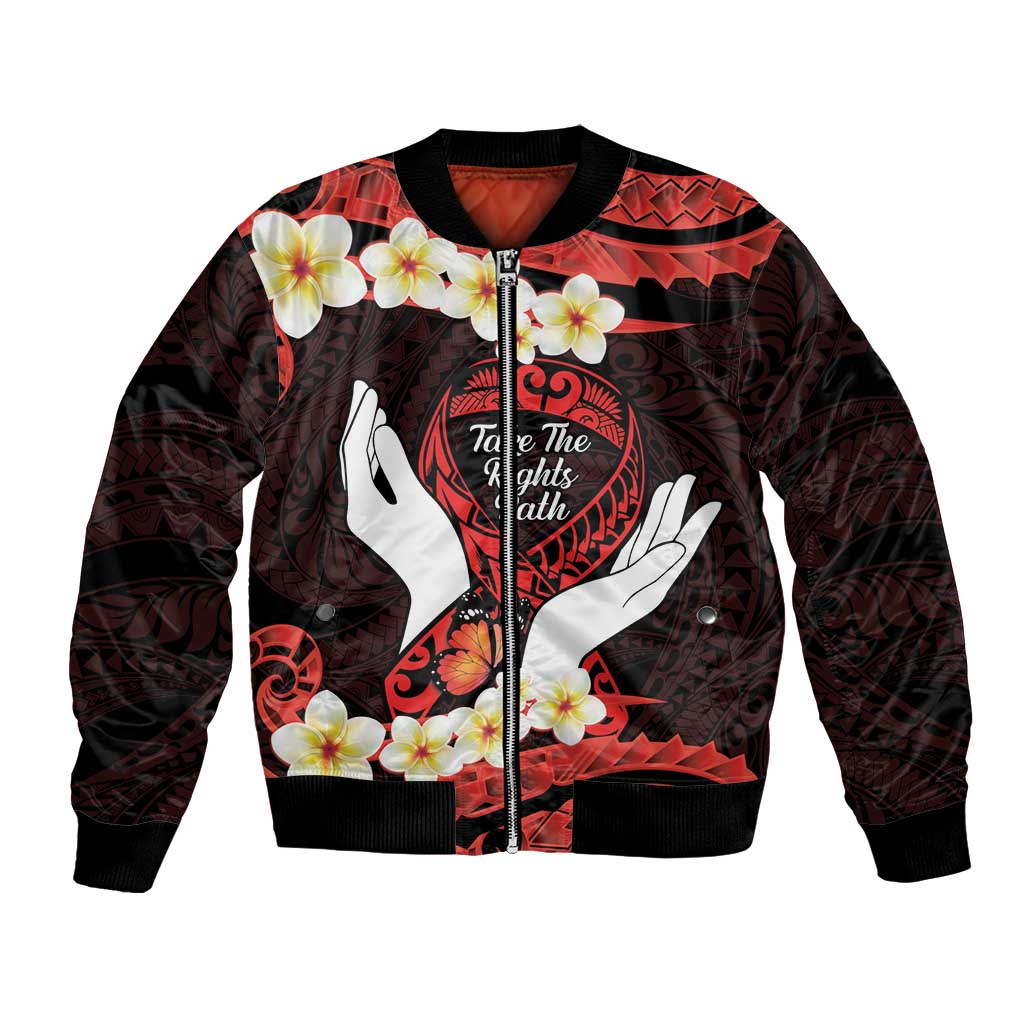 Polynesia AIDS Awareness Month Bomber Jacket Take The Rights Path Polynesian Pattern