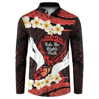 Polynesia AIDS Awareness Month Button Sweatshirt Take The Rights Path Polynesian Pattern