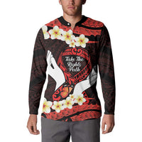 Polynesia AIDS Awareness Month Button Sweatshirt Take The Rights Path Polynesian Pattern