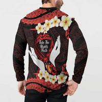 Polynesia AIDS Awareness Month Button Sweatshirt Take The Rights Path Polynesian Pattern