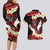 Polynesia AIDS Awareness Month Couples Matching Long Sleeve Bodycon Dress and Hawaiian Shirt Take The Rights Path Polynesian Pattern