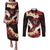 Polynesia AIDS Awareness Month Couples Matching Puletasi and Long Sleeve Button Shirt Take The Rights Path Polynesian Pattern