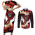 Polynesia AIDS Awareness Month Couples Matching Short Sleeve Bodycon Dress and Long Sleeve Button Shirt Take The Rights Path Polynesian Pattern