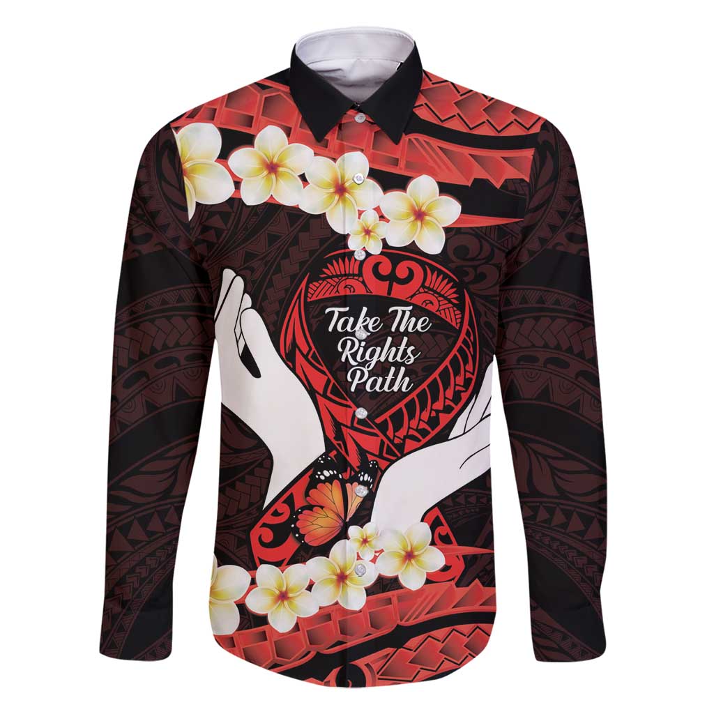 Polynesia AIDS Awareness Month Family Matching Long Sleeve Bodycon Dress and Hawaiian Shirt Take The Rights Path Polynesian Pattern