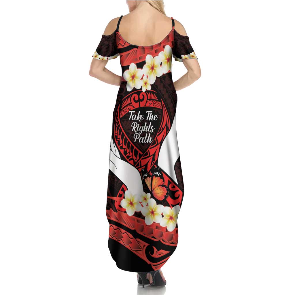 Polynesia AIDS Awareness Month Family Matching Summer Maxi Dress and Hawaiian Shirt Take The Rights Path Polynesian Pattern