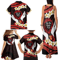 Polynesia AIDS Awareness Month Family Matching Tank Maxi Dress and Hawaiian Shirt Take The Rights Path Polynesian Pattern