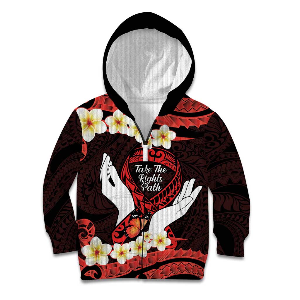 Polynesia AIDS Awareness Month Kid Hoodie Take The Rights Path Polynesian Pattern