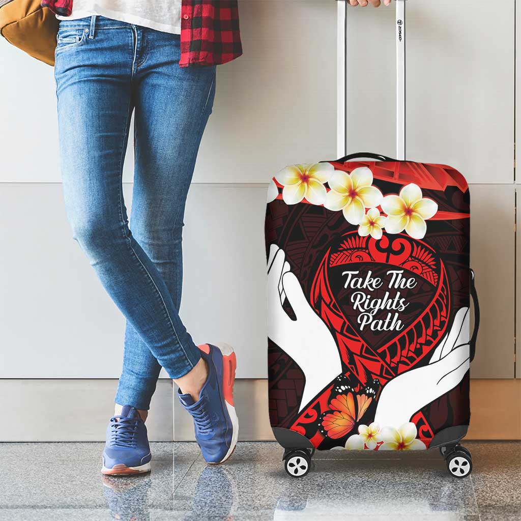 Polynesia AIDS Awareness Month Luggage Cover Take The Rights Path Polynesian Pattern