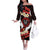 Polynesia AIDS Awareness Month Off The Shoulder Long Sleeve Dress Take The Rights Path Polynesian Pattern