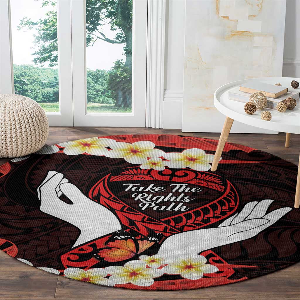 Polynesia AIDS Awareness Month Round Carpet Take The Rights Path Polynesian Pattern