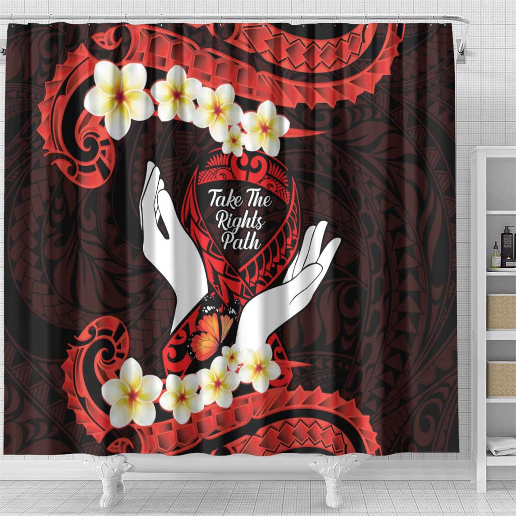 Polynesia AIDS Awareness Month Shower Curtain Take The Rights Path Polynesian Pattern
