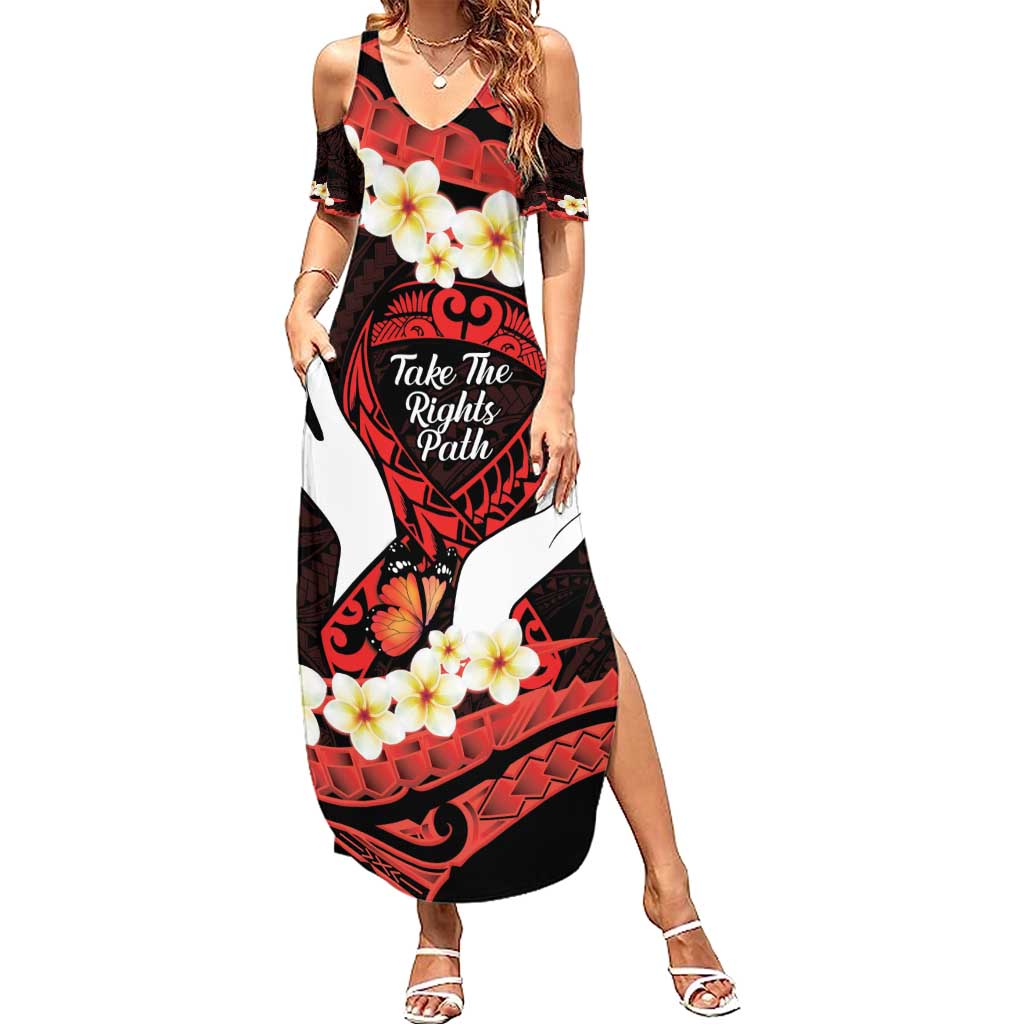 Polynesia AIDS Awareness Month Summer Maxi Dress Take The Rights Path Polynesian Pattern