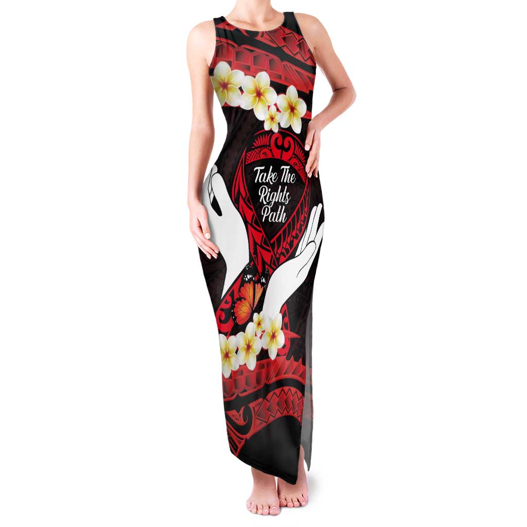 Polynesia AIDS Awareness Month Tank Maxi Dress Take The Rights Path Polynesian Pattern