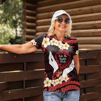 Polynesia AIDS Awareness Month Women Polo Shirt Take The Rights Path Polynesian Pattern