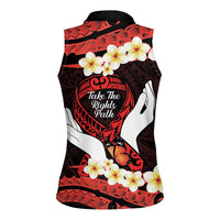 Polynesia AIDS Awareness Month Women Sleeveless Polo Shirt Take The Rights Path Polynesian Pattern
