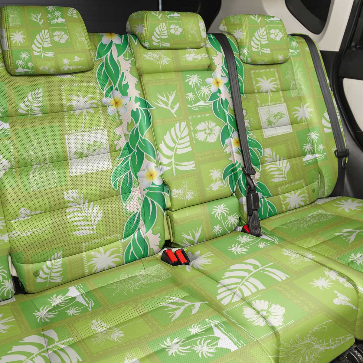 Aloha Hawaii Tuberose Lei Back Car Seat Cover Tropical Vibes Green Color - Polynesian Pride