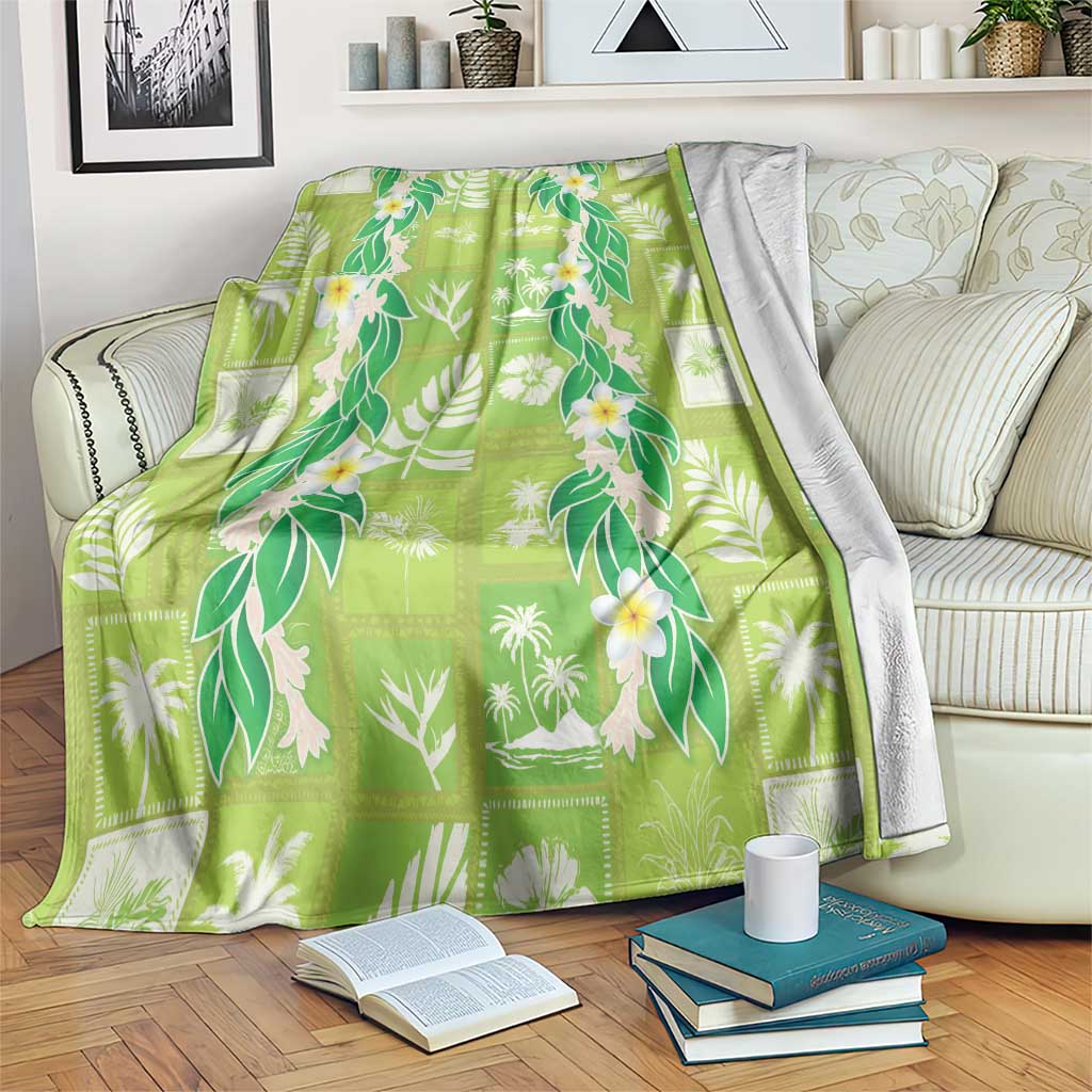 Aloha Hawaii Tuberose Lei Blanket Tropical Vibes Green Color - Polynesian Pride