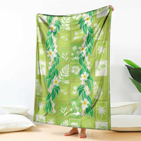 Aloha Hawaii Tuberose Lei Blanket Tropical Vibes Green Color - Polynesian Pride