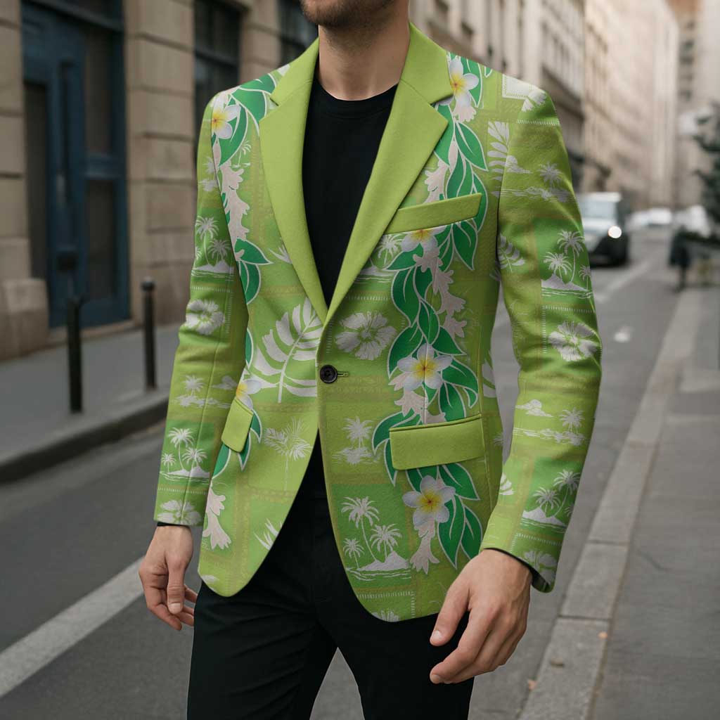 Aloha Hawaii Tuberose Lei Blazer Tropical Vibes Green Color - Polynesian Pride