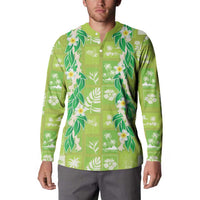 Aloha Hawaii Tuberose Lei Button Sweatshirt Tropical Vibes Green Color - Polynesian Pride