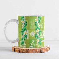 Aloha Hawaii Tuberose Lei Ceramic Mug Tropical Vibes Green Color - Polynesian Pride