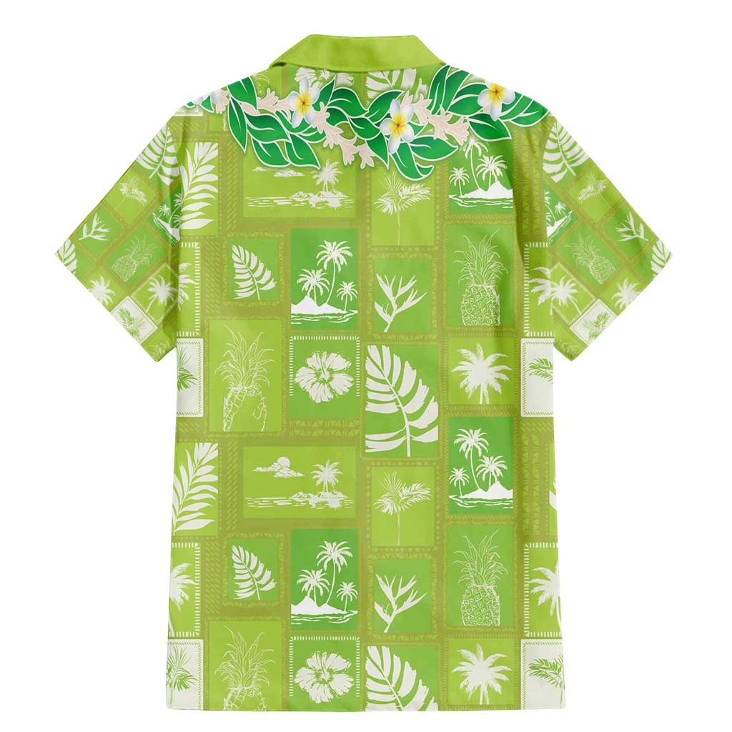 Aloha Hawaii Tuberose Lei Family Matching Mermaid Dress and Hawaiian Shirt Tropical Vibes Green Color - Polynesian Pride