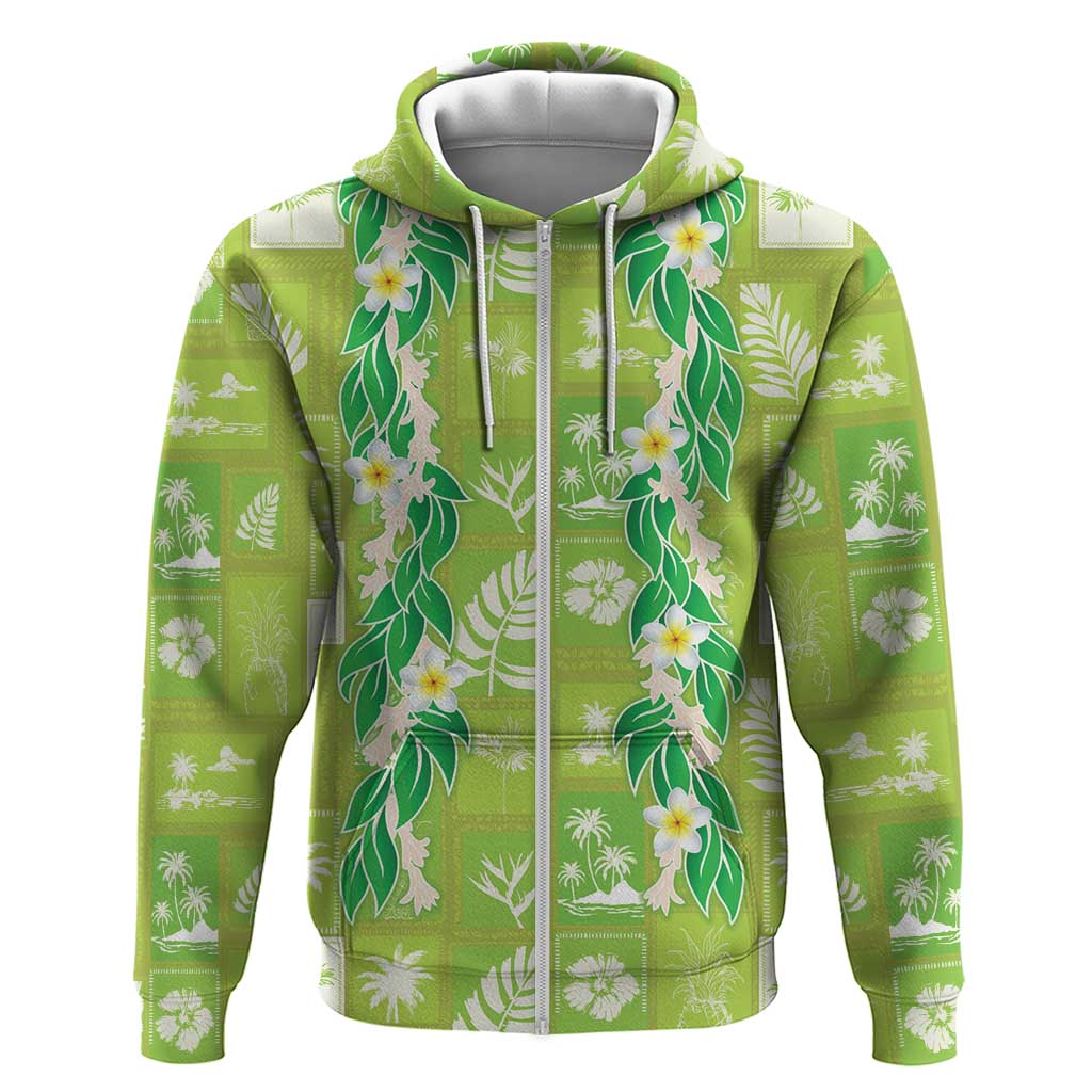 Aloha Hawaii Tuberose Lei Hoodie Tropical Vibes Green Color - Polynesian Pride