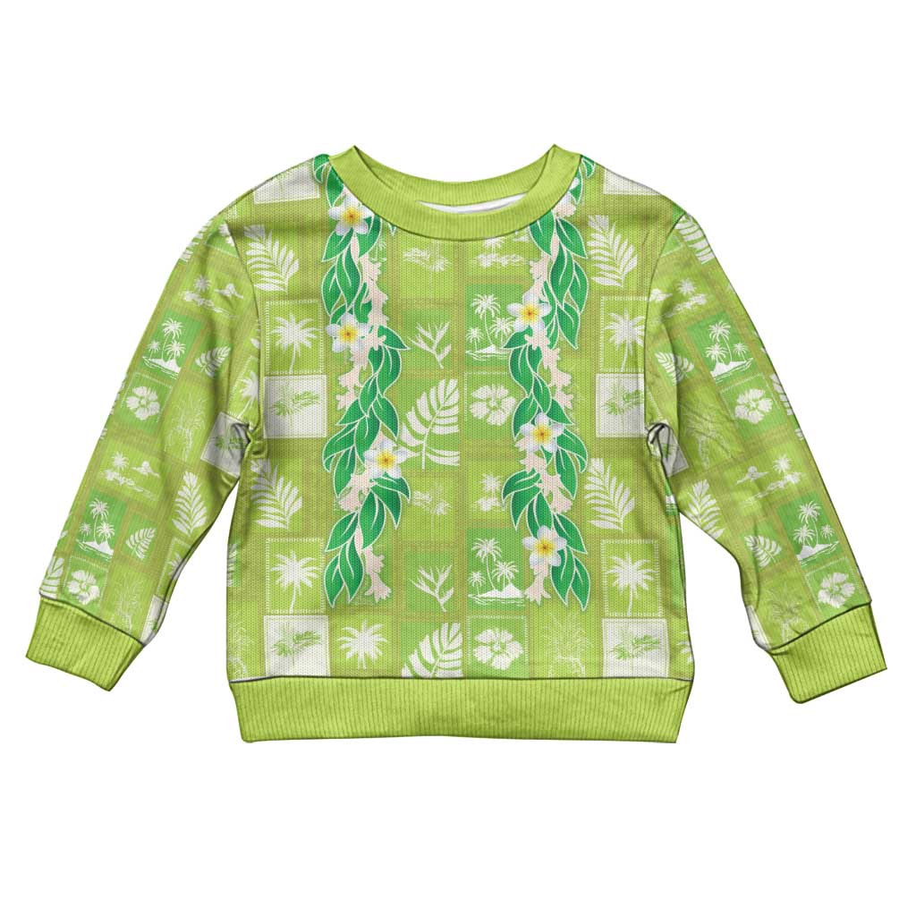 Aloha Hawaii Tuberose Lei Kid Ugly Christmas Sweater Tropical Vibes Green Color - Polynesian Pride